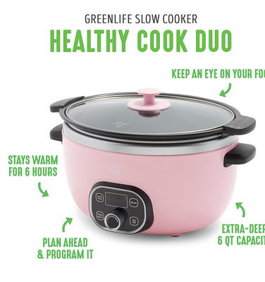 GreenLife Ceramic Nonstick, 6QT Slow Cooker, Pink - Yahoo Shopping