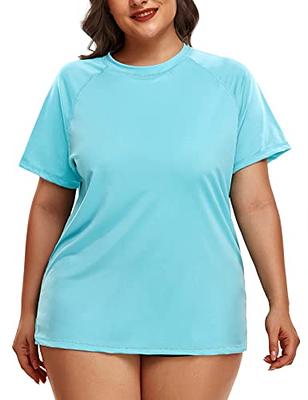 Inno Women's Plus Size Rash Guard Swim Shirt Short Sleeves UPF 50+