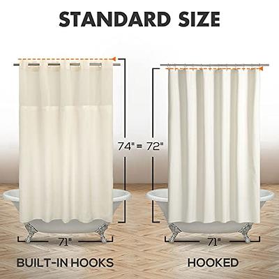 No Hooks Needed Textrue Fabric Shower Curtain with Snap in Liner - Hotel  Grade, Spa Like - 71x74 inch, White