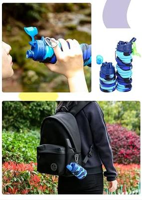 konlongzan Collapsible Water Bottles 3 Pack Travel Water Bottle Portable Hiking Water Bottle with Leak Proof Twist Cap 500ml Reusable BPA Free