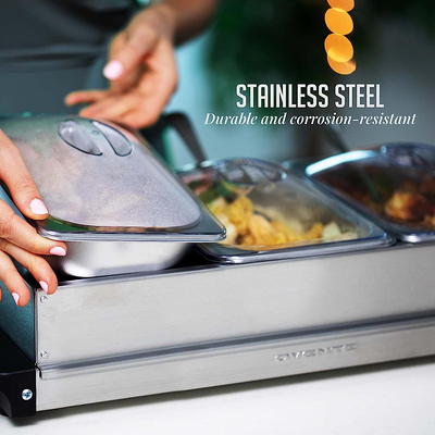 Stainless Steel Warming Hot Plate - Keep Food Warm w/ Portable Electric  Food Tray Dish Warmer w/ Black Glass Top, For Restaurant, Parties, Buffet