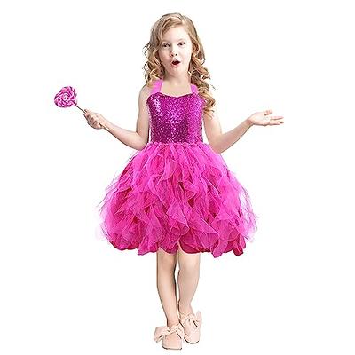 YWDJ Girls Birthday Dress Formal Dress for Girls Floral Flower Birthday  Vintage Short Sleeve Toddler Girls Solid Color Retro 3D Birthday Party Gown  Kids for Wedding Prom Birthday Party Tea Party -