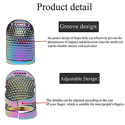 Sewing Thimble 2 Pieces Stainless Steel Sewing Tailor Finger Protector Quilting Thimble Finger Shield Ring Fingertip Quilting Craft Accessories