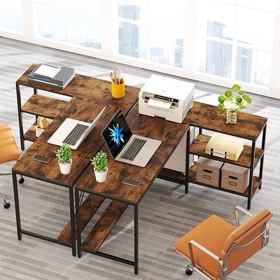 CubiCubi 59.1 Modern L Shaped Desk, Computer Table with Drawer, L Table  Desk, Home Office Corner Desk with Small Table, Brown Finish