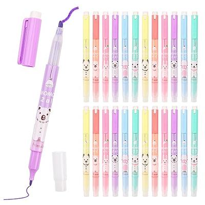 KRIZJUES Cute Highlighter Kawaii Double Head Pen, Assorted Pastel Colors  Multicolor Marker Animal Cartoon No Bleed Colored Bible Aesthetic Pen for  Writing Graffiti School Supplies(Set of 24) - Yahoo Shopping