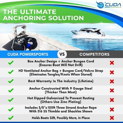 Cuda Powersports Boat Anchor Kit - Ultimate Boat Anchor Kit 19lb Hot Dipped  Galvanized 9 Gauge Steel