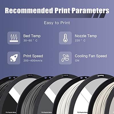 R QIDI TECHNOLOGY Matte PLA Filament 1.75mm, 3D Printer Filament PLA Rapido  Matte 1kg Spool (2.2lbs), Suitable for Hyper Speed Printing, 3D Printing  Filament Fit Most FDM 3D Printers, Matte Black 