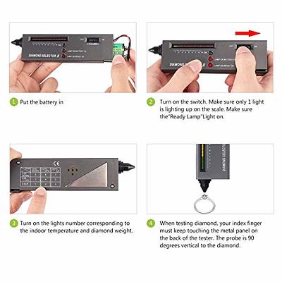 High Accuracy Professional Diamond Tester Pen Jeweler Tool for Novice and  Expert - Diamond Selector II 9V Battery Included(Black)