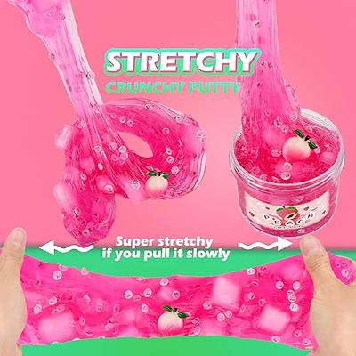 Premade Crystal Slime Peach Pink Jelly Cube Glimmer Crunchy Slime