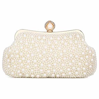 UBORSE Pearl Beaded Clutch Evening Bags for Women Formal Bridal