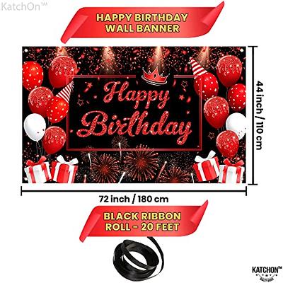 KatchOn, Red and Black Happy Birthday Banner - 16 Inch | Red and Black  Birthday Decorations | Red and Black Happy Birthday Balloons Letters for  Red