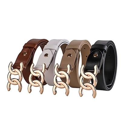 TRIWORKS 2 Pack Women Skinny Leather Belts Fashion Gold Buckle Thin Waist  Belt for Pants Jeans Dresses at  Women’s Clothing store