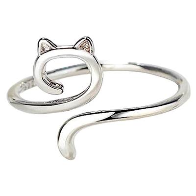 Uqiangy Yarn Ring Cat Kitty Ears Adjustable Size Crochet Ring