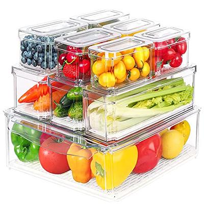 Shopwithgreen Clear Refrigerator Organizer Bins,10 PCS Stackable Food  Storage Organizer with Lids, Plastic Freezer Organizer for Fridge, Pantry,  Cabinet, Kitchen Countertops