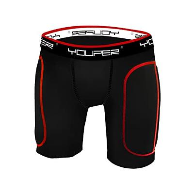 Youper Boys Youth Padded Sliding Shorts with Cup Pocket for