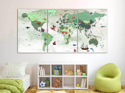 Animal World Map Wall Mural, Children's Murals