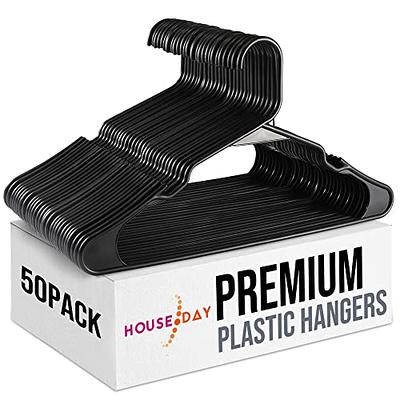 Mainstays Plastic Notched Adult Hangers for Any Clothing Type, Rich Black 100 Count