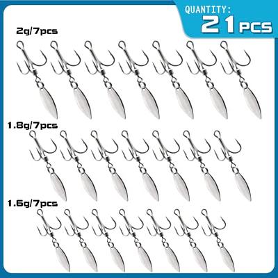 Gefischtter 21Pcs Treble Hooks Willow Bladed Replacement Spinner Fishing  Hook Set Trout Bass Silver Three Treble Hooks for Freshwater and Saltwater  - Yahoo Shopping
