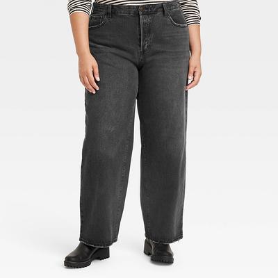 Women's Mid-Rise 90's Baggy Jeans - Universal Thread™ Black 28