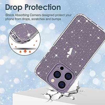 Hython Case for iPhone 13 Pro Max Case Glitter, Cute Sparkly Clear Glitter  Shiny Bling Sparkle Cover, Anti-Scratch Hard PC Slim Fit Shockproof