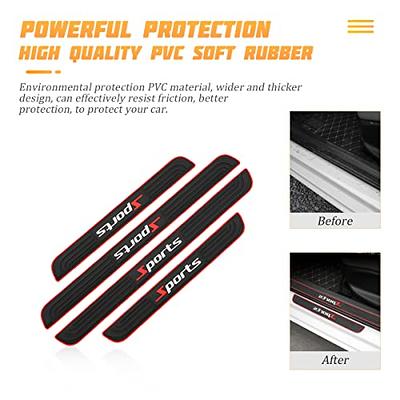 4PCS Car Door Sill Protector and 1PCS Rear Bumper Guard, Carbon Fiber  Anti-Scratch Cover Strips, Trunk Door Entry Edge Protection Sticker, Auto