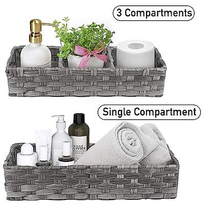 DUOER Toilet Paper Basket for Tank Top Bathroom Baskets for Organizing  Bathroom Tray for Counter Storage Basket for Bathroom Organizer-Green