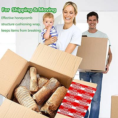 Honeycomb Packing Paper Roll Bubble Packing Wrap With 20 Fragile Sticker  Labels