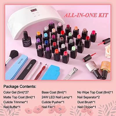 Candy Lover Gel Nail Polish Kit with 36W UV Light Nail Lamp, 12 Colors Gel  Polish with Base Top Coat Matte Top UV LED Soak Off Nail Gel Polish Set,  Nail Art