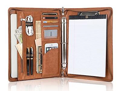 LEATHER PORTFOLIO Organizer Padfolio Folder Binder Letter A4 Grey  SBRINNALIAO