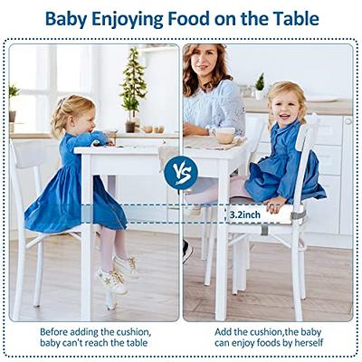 Toddler Booster Seat for Dining Table,4 Inches Washable Double Safer Straps  Non-Slip Bottom Booster Seat Dining for Kids, Portable Travel High Density