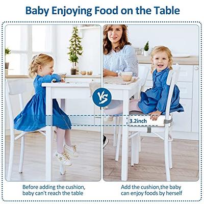 Booster Seat for Dining Table - 2Pcs Toddler Booster Seat for Dining Table  Adjustable Safety Belts & Non-Slip Bottom, PU Waterproof Easy Cleaning  Booster Chair Cushion with Different Height for Eating 