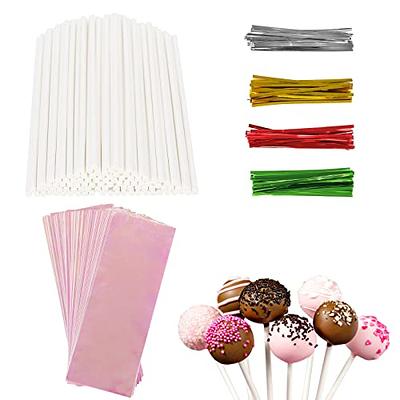 Cake Pop Sticks and Wrappers, Including 100 pcs 6-inch Paper Lollipop Sticks,  100 pcs Iridescent Holographic Cellophane Bags, 100 pcs Gold Twist Ties for  Cakepop, Lollipop, Hard Candy,Chocolate - Yahoo Shopping