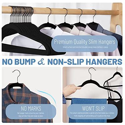 Flysums Premium Velvet Hangers 50 Pack, Heavy Duty Study Black Hangers for  Coats, Pants & Dress Clothes - Non Slip Clothes Hanger Set - Space Saving  Felt Hangers for Clothing