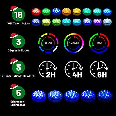 Led Christmas Lights Outdoor, 16 LED Beads Bright Multicolor