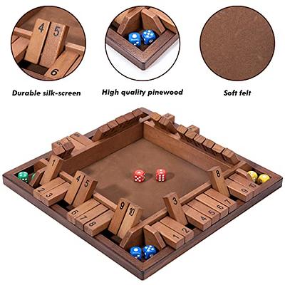 Juegoal Wooden 4 Players Shut The Box Dice Game, Classics Tabletop Version  and Pub Board Game, 12 inch