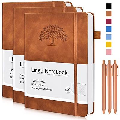 Lined Journal Notebook for Women Men, 3 Pack A5 Small Hardcover