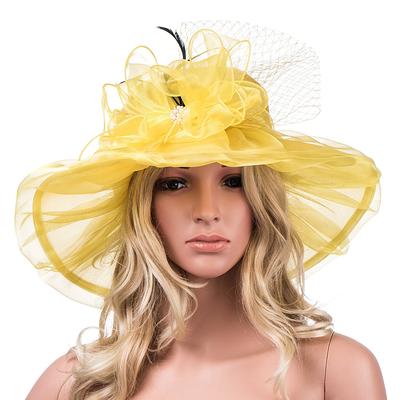 Tea Party Hats for Women Derby Church Organza Fascinator Hats Fashionable  Brides Beach Sun Hat Flower Brim Bucket Hat