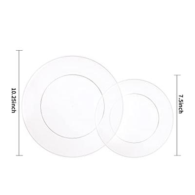 FLOWERCAT 100PCS White Plastic Plates-Heavy Duty White Disposable Plates  for Party/Wedding - Include 50PCS 10.25inch White Dinner Plates - 50PCS