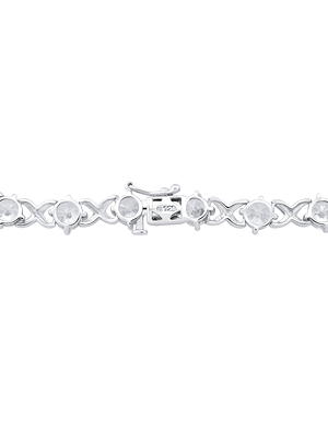 Diamond Accent Heart Charm Bracelet in Platinum-plated Sterling Silver -  PalmBeach Jewelry