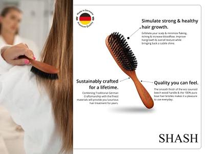 Boar Bristle Hair Brush Set for Women and Men - Designed for Thin and Normal Hair - Adds Shine and Improves Hair Texture