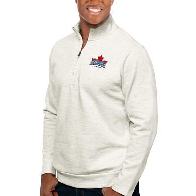 Antigua Men's New York Jets Black Heather Hunk Quarter-Zip Pullover