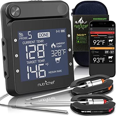 NutriChef WiFi Grill Meat Thermometer, Wireless Dual Smart Probes