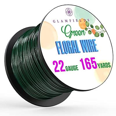 GLAMFIELDS Floral Wire, 135 Yards 22 Gauge Green Flexible Paddle