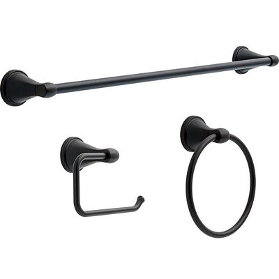 TOOLKISS 6-Piece Bath Hardware Set with Towel Bar, Toilet Paper Holder and Towel Hook in Matte Black