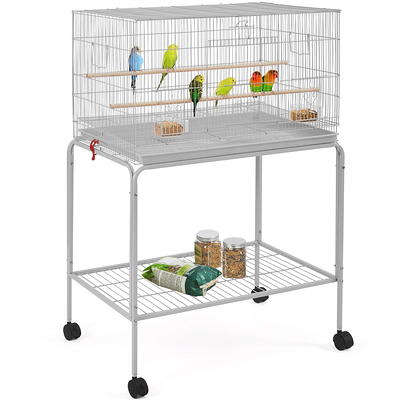 LUCKYERMORE 53 inch Black Stackable Big Bird Cage for Parakeet with Storage  Shelf, Wrought Iron Large Parrot Cage, Tall Bird Cage for Cockatiels