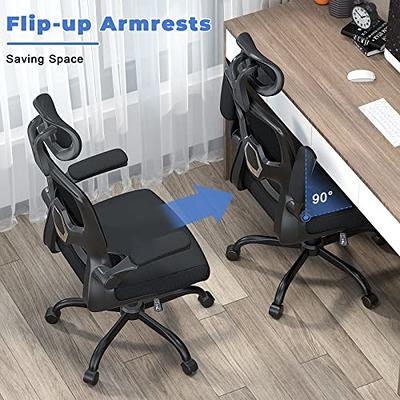 Winrise Office Chair Desk Chair, Ergonomic Mesh Computer Chair Home Office  Desk Chairs, Swivel Task Chair Mid Back Breathable Rolling Chair with  Adjustable Lumbar Support Flip Up Armrest (Black) 