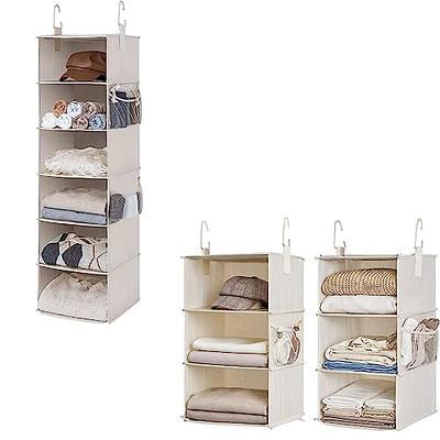 Hanging Closet Organizer - 6-Shelf Hanging Storage Shelves with 3