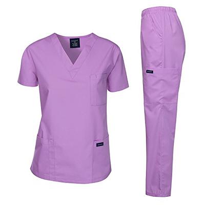 Dagacci Medical Uniform Woman and Man Scrub Set Unisex Medical Scrub Top and Pant, White, XXL