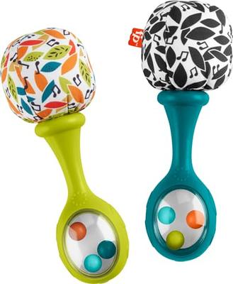 Fisher-Price Baby Rattle 'n Rock Maracas Toys, Set of 2 for Infants 3+  Months, High Contrast 