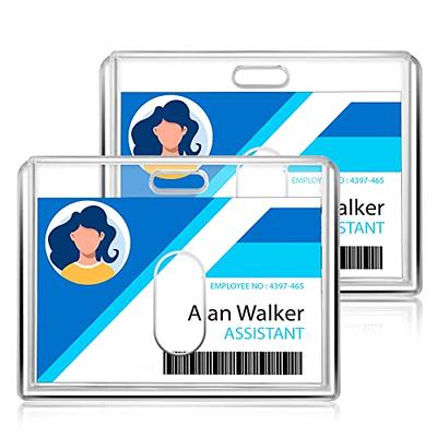 Transparent Horizontal Plastic ID Card Badge Holder Cover